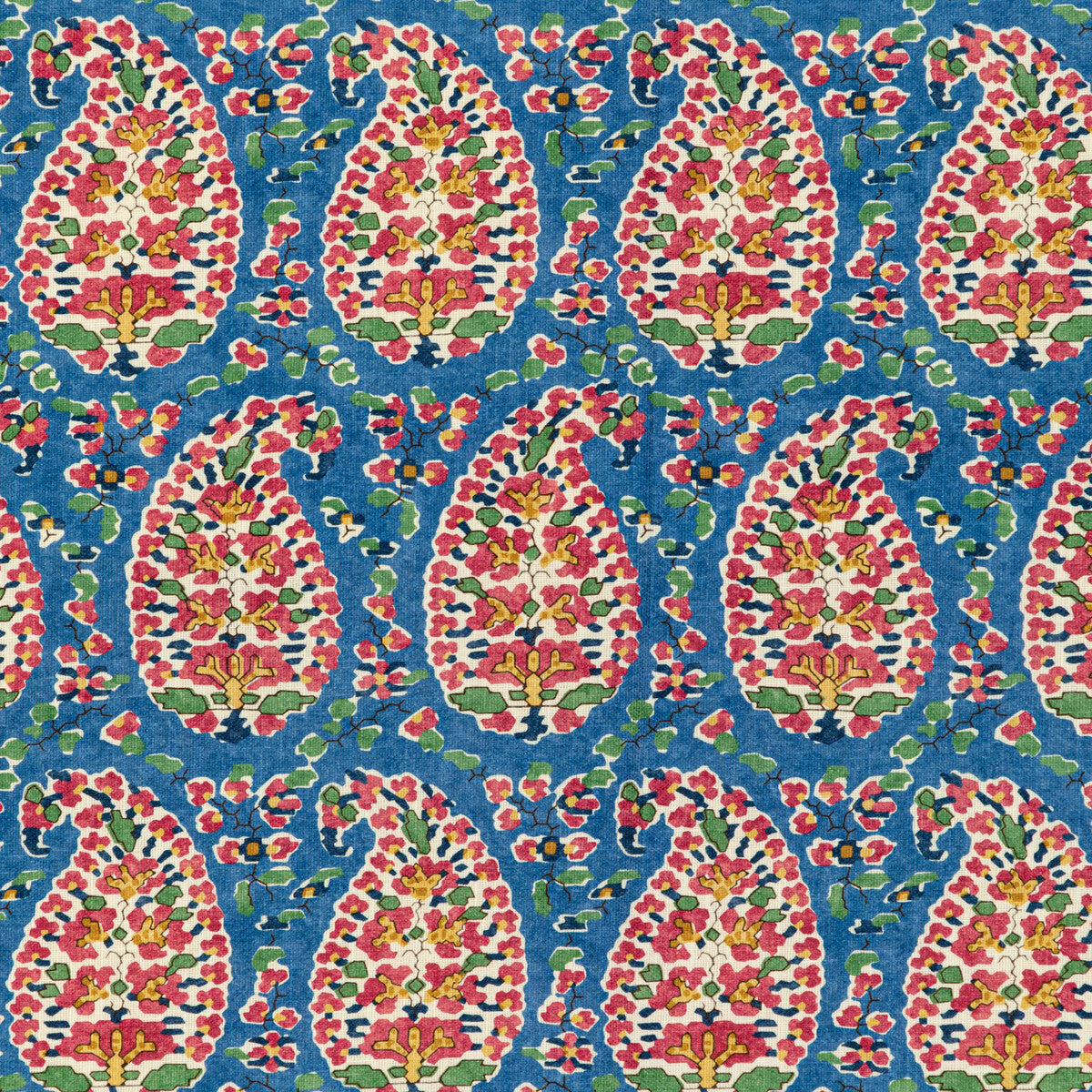 BRUNSCHWIG & FILS 8020130.195.0 ROUGIER PRINT BLUE/RED Fabric - Eade's Wallpaper
