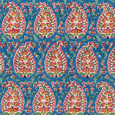 BRUNSCHWIG & FILS 8020130.195.0 ROUGIER PRINT BLUE/RED Fabric - Eade's Wallpaper