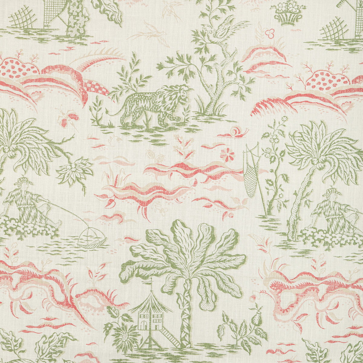 BRUNSCHWIG & FILS 8022101.317.0 VALENSOLE PRINT LEAF/ROSE Fabric - Eade's Wallpaper
