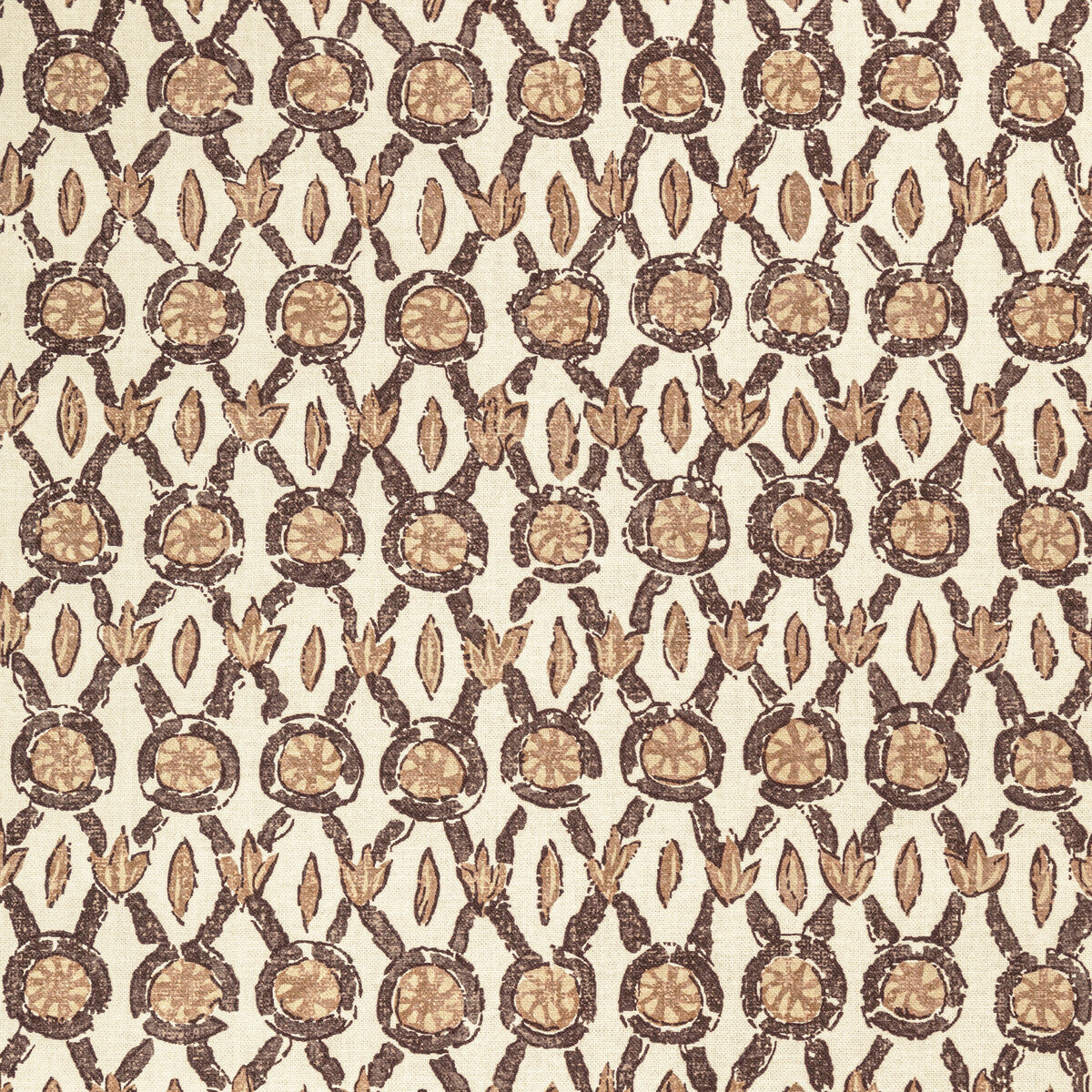 BRUNSCHWIG & FILS 8022103.616.0 GALON PRINT MOCHA Fabric - Eade's Wallpaper