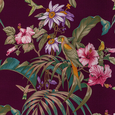 BRUNSCHWIG & FILS 8022129.10.0 ANIMA PRINT AUBERGINE Fabric - Eade's Wallpaper