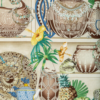 BRUNSCHWIG & FILS 8022131.1635.0 MAIZAN PRINT SEAGLASS Fabric - Eade's Wallpaper