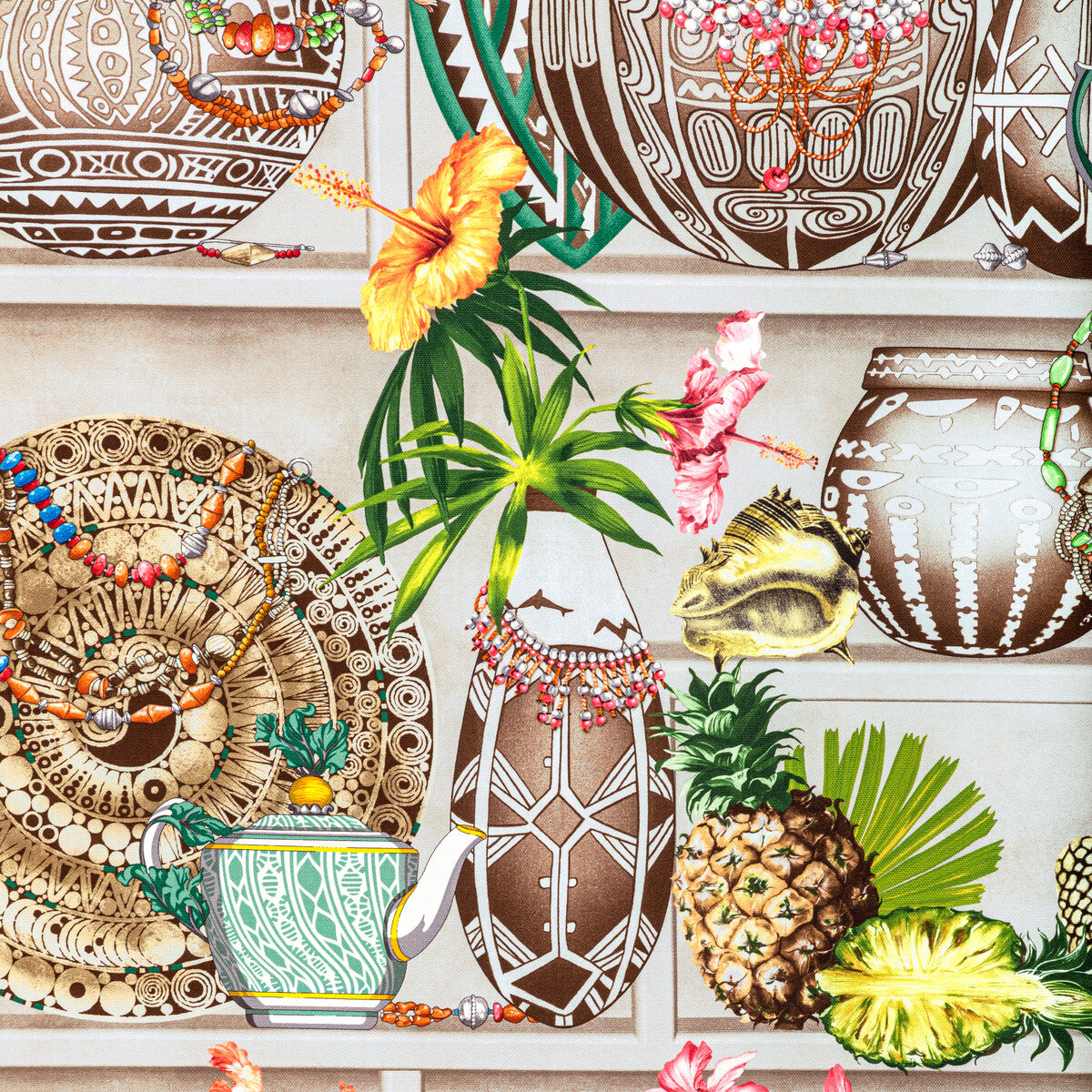 BRUNSCHWIG & FILS 8022131.9175.0 MAIZAN PRINT CALYPSO Fabric - Eade's Wallpaper