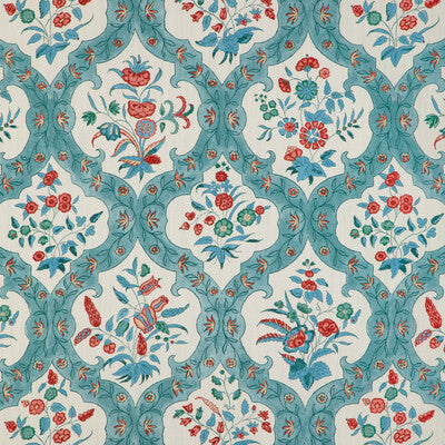 BRUNSCHWIG & FILS 8023102.353.0 VENTOUX PRINT TEAL/ROSE Fabric - Eade's Wallpaper
