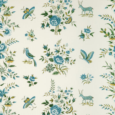 BRUNSCHWIG & FILS 8023103.194.0 AUREL PRINT AQUA/LEAF Fabric - Eade's Wallpaper