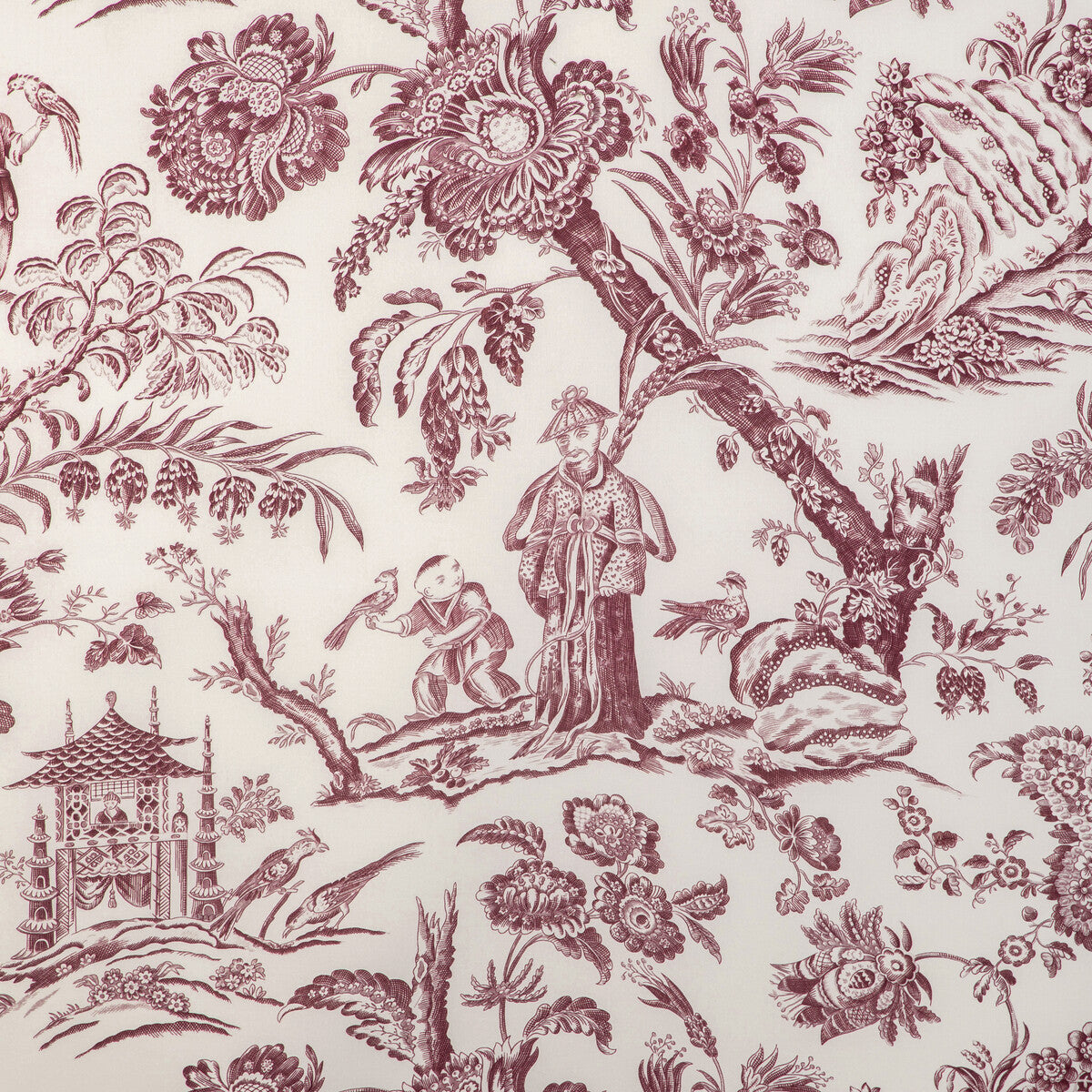 BRUNSCHWIG & FILS 8023104.10.0 MARCEL PRINT AUBERGINE Fabric - Eade's Wallpaper