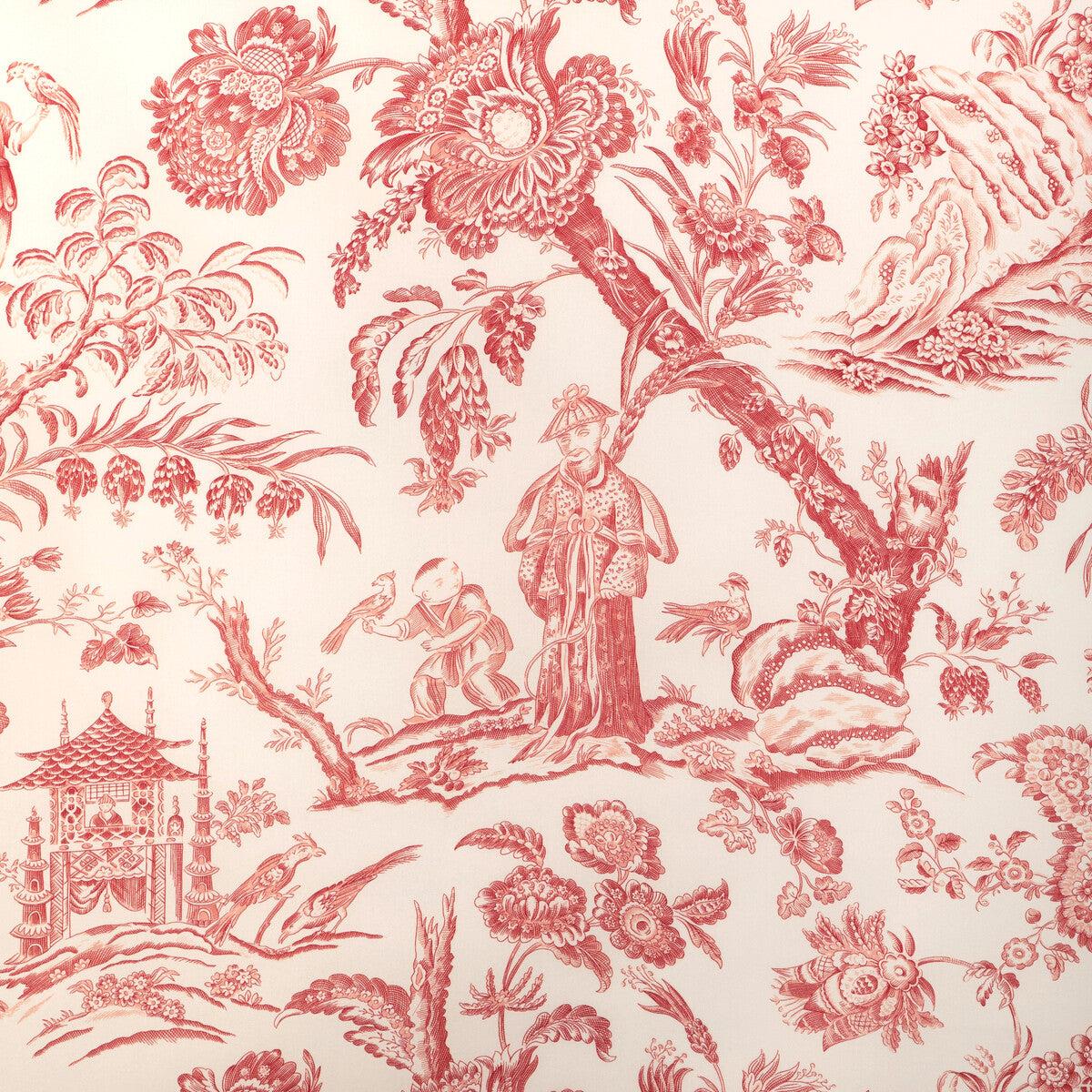 BRUNSCHWIG & FILS 8023104.19.0 MARCEL PRINT RED Fabric - Eade's Wallpaper