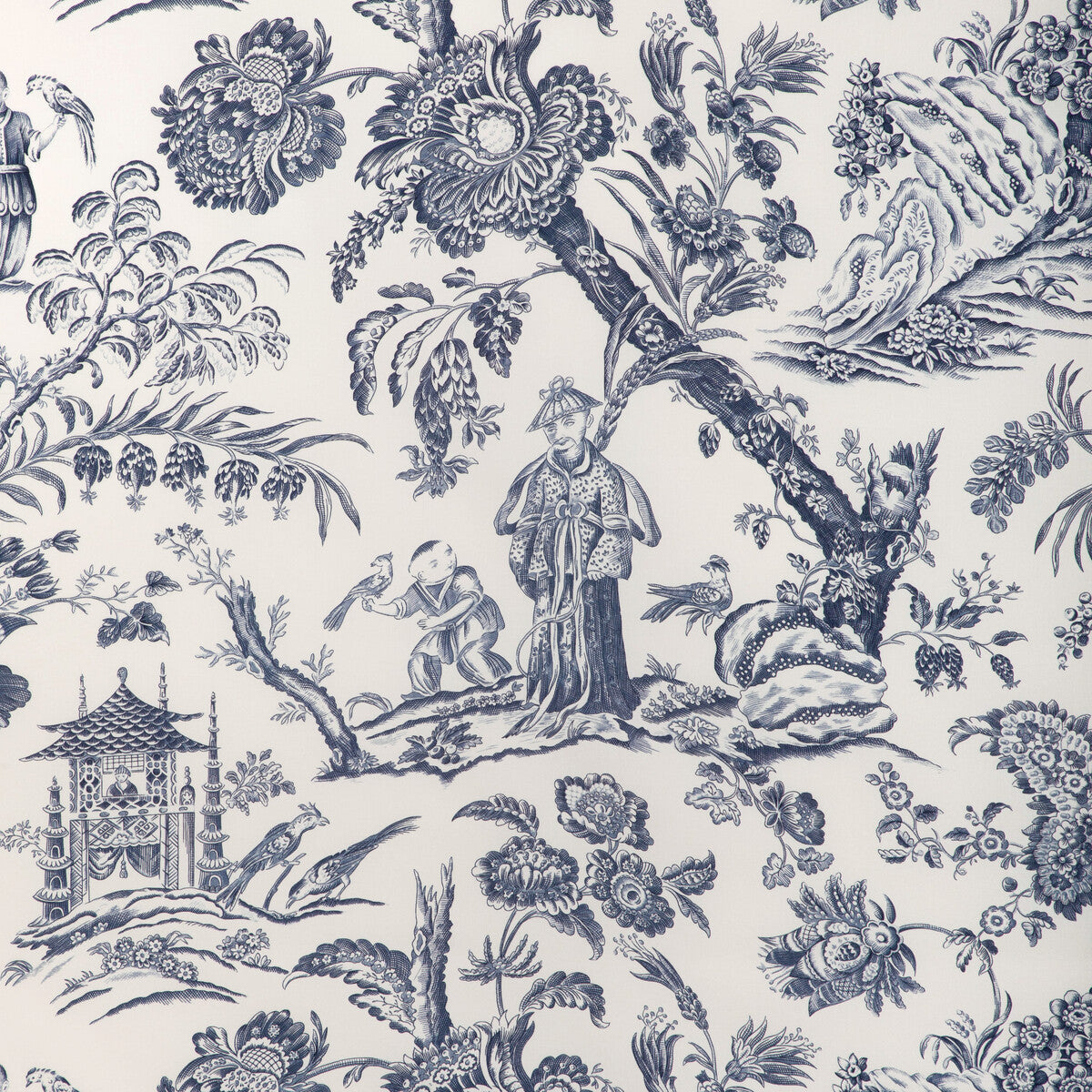 BRUNSCHWIG & FILS 8023104.50.0 MARCEL PRINT NAVY Fabric - Eade's Wallpaper