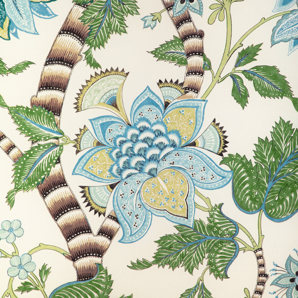 BRUNSCHWIG & FILS 8023105.353.0 CADENET PRINT AQUA/LEAF Fabric - Eade's Wallpaper