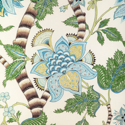 BRUNSCHWIG & FILS 8023105.353.0 CADENET PRINT AQUA/LEAF Fabric - Eade's Wallpaper