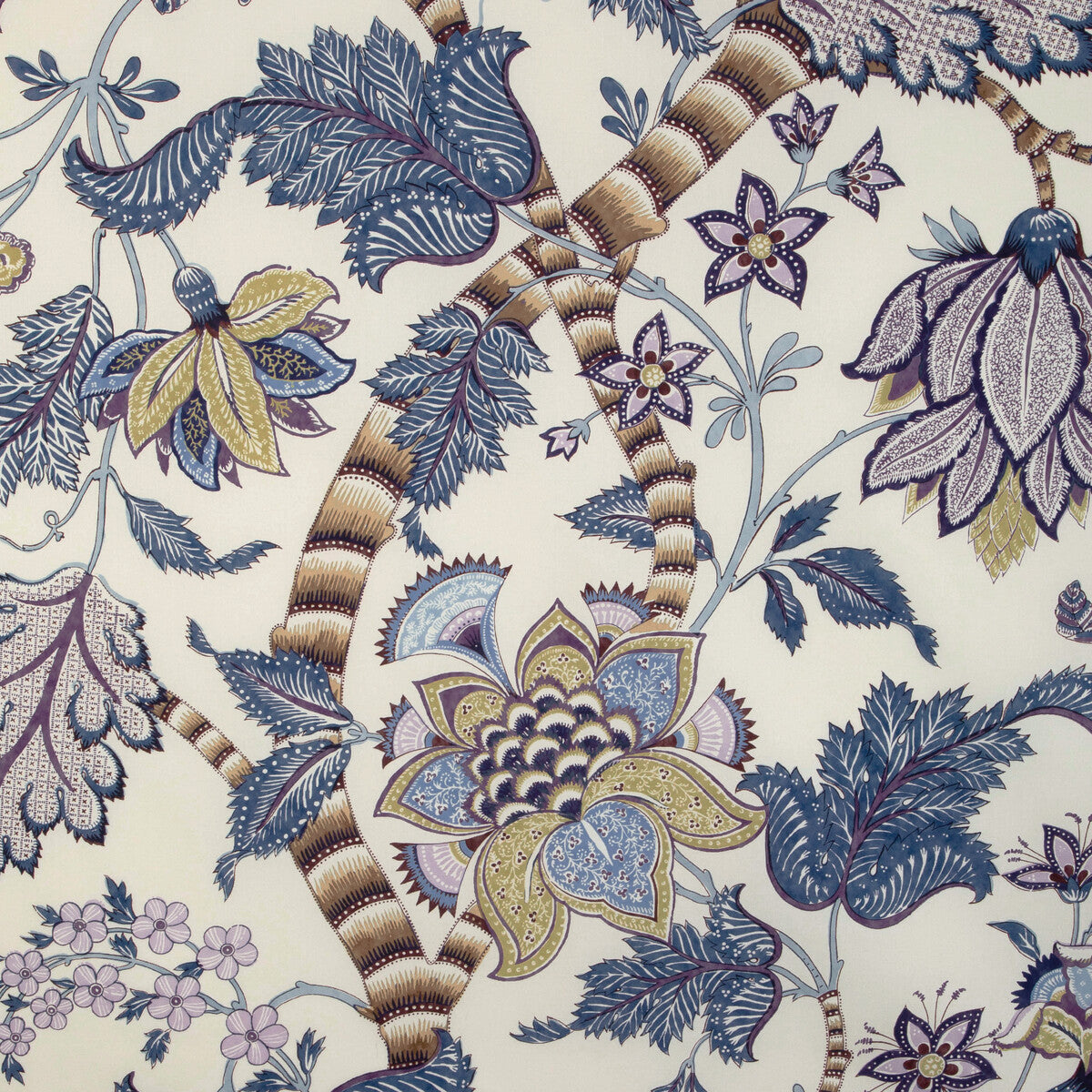 BRUNSCHWIG & FILS 8023105.54.0 CADENET PRINT BLUE/GOLD Fabric - Eade's Wallpaper