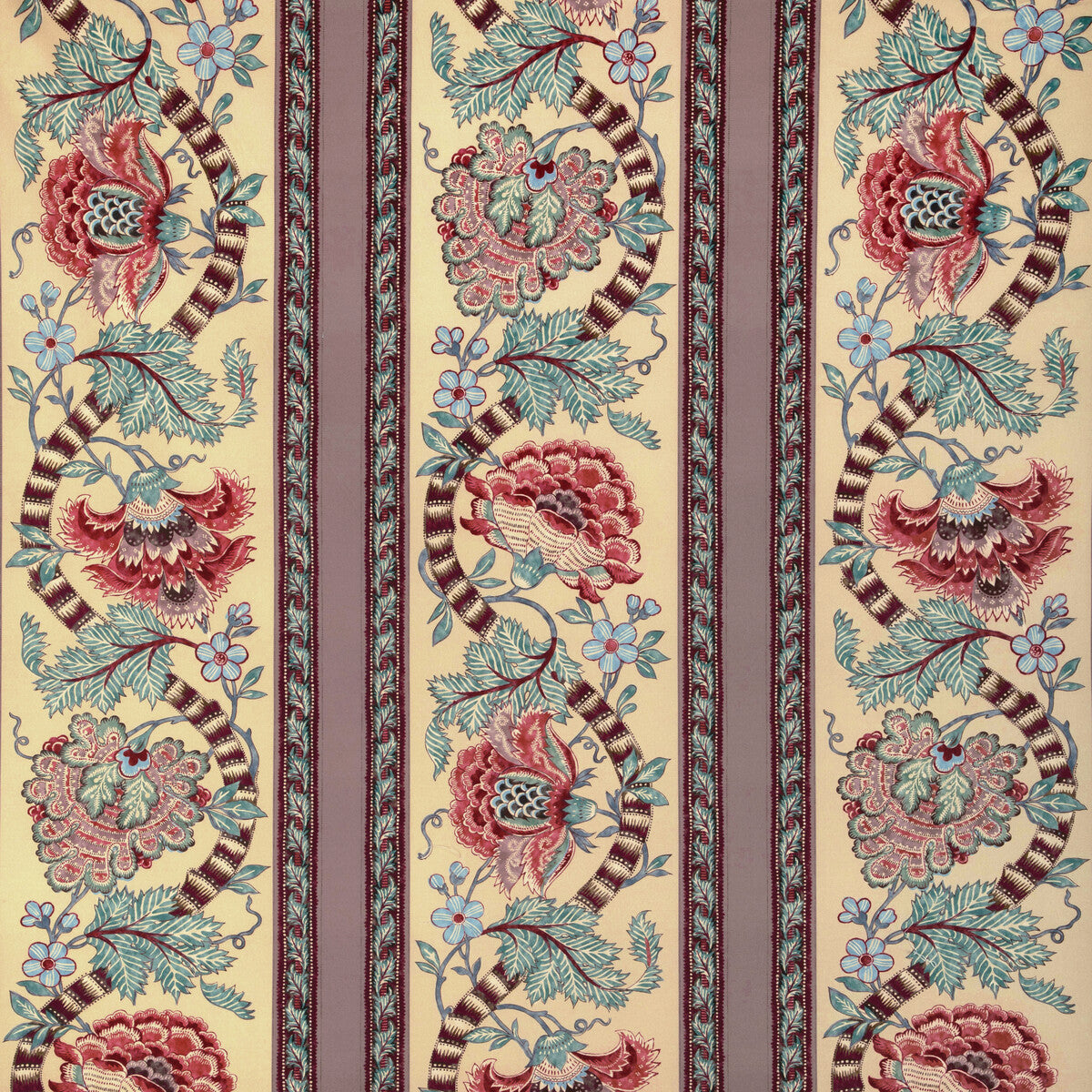 BRUNSCHWIG & FILS 8023106.1635.0 LAURIS PRINT BEIGE/TEAL Fabric - Eade's Wallpaper