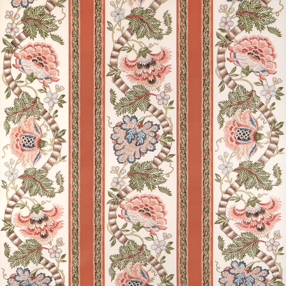BRUNSCHWIG & FILS 8023106.312.0 LAURIS PRINT APRICOT/SAGE Fabric - Eade's Wallpaper