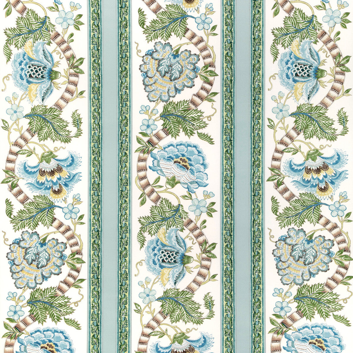 BRUNSCHWIG & FILS 8023106.353.0 LAURIS PRINT AQUA/LEAF Fabric - Eade's Wallpaper