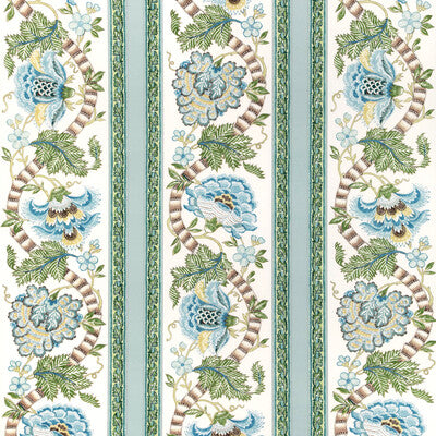 BRUNSCHWIG & FILS 8023106.353.0 LAURIS PRINT AQUA/LEAF Fabric - Eade's Wallpaper