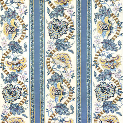 BRUNSCHWIG & FILS 8023106.54.0 LAURIS PRINT BLUE/GOLD Fabric - Eade's Wallpaper
