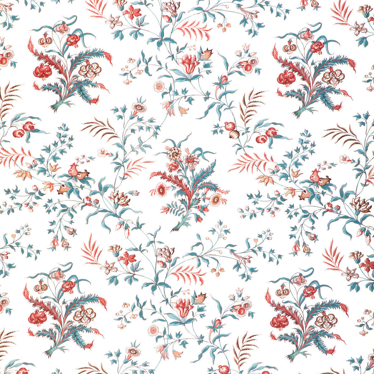 BRUNSCHWIG & FILS 8023107.517.0 CHANCAY PRINT TEAL/ROSE Fabric - Eade's Wallpaper