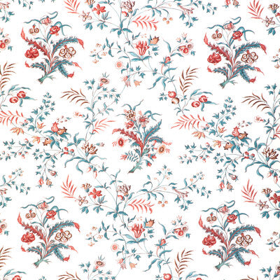 BRUNSCHWIG & FILS 8023107.517.0 CHANCAY PRINT TEAL/ROSE Fabric - Eade's Wallpaper