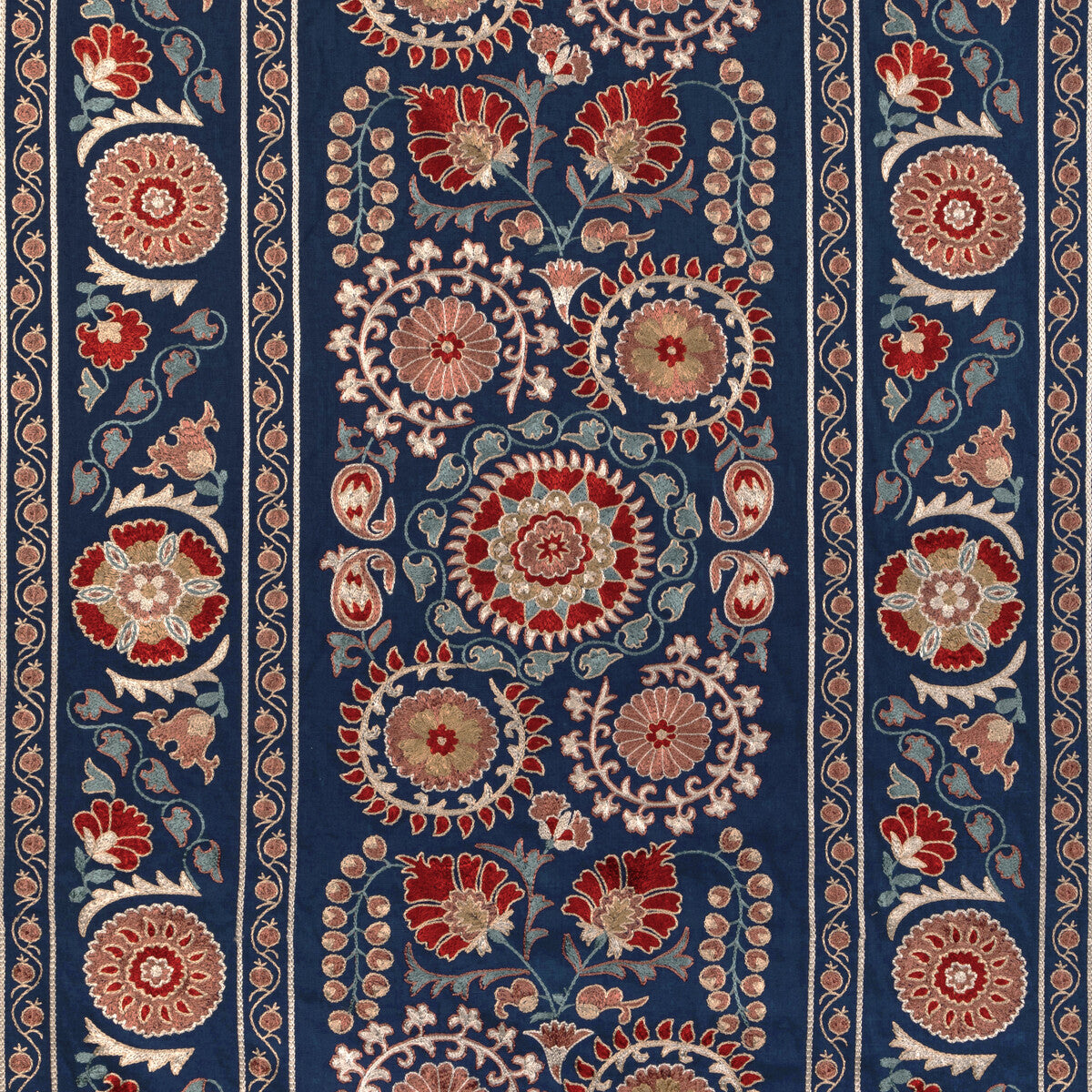 BRUNSCHWIG & FILS 8023113.195.0 SAANVI EMB BLUE/RED Fabric - Eade's Wallpaper