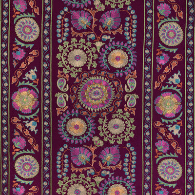 BRUNSCHWIG & FILS 8023113.310.0 SAANVI EMB PLUM/LEAF Fabric - Eade's Wallpaper