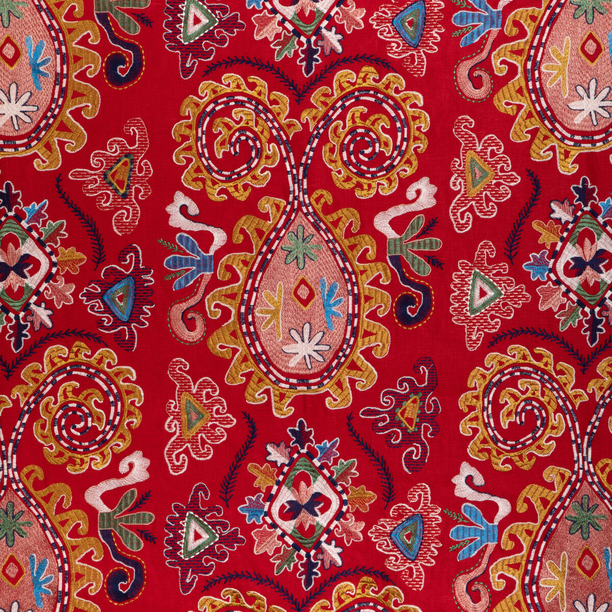 BRUNSCHWIG & FILS 8023117.194.0 LAVALI EMB RED/GOLD Fabric - Eade's Wallpaper