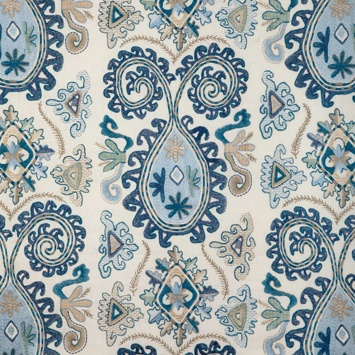 BRUNSCHWIG & FILS 8023117.55.0 LAVALI EMB BLUE/SKY Fabric - Eade's Wallpaper