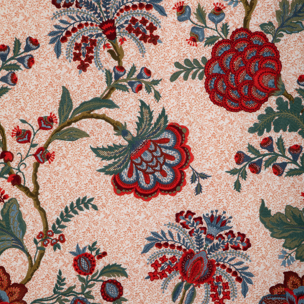 BRUNSCHWIG & FILS 8023118.195.0 ANDUZE EMB RED/BLUE Fabric - Eade's Wallpaper