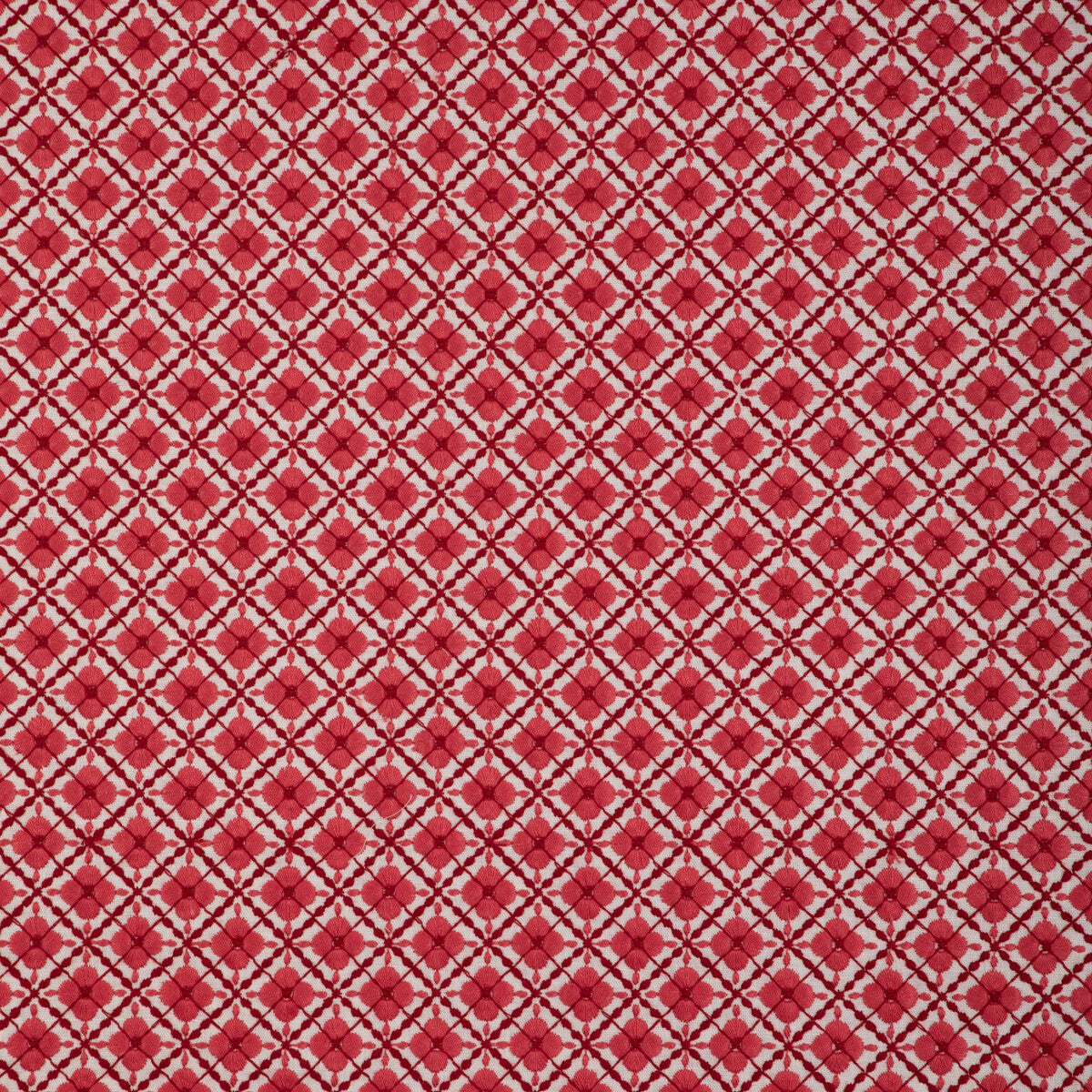 BRUNSCHWIG & FILS 8023119.99.0 INES EMB RED Fabric - Eade's Wallpaper