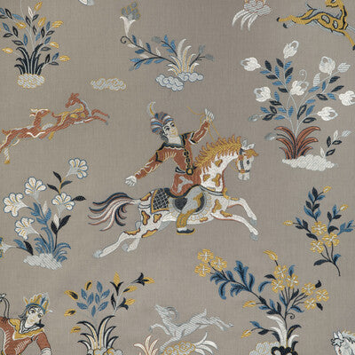 BRUNSCHWIG & FILS 8023120.511.0 NAYAN EMB STONE/BLUE Fabric - Eade's Wallpaper