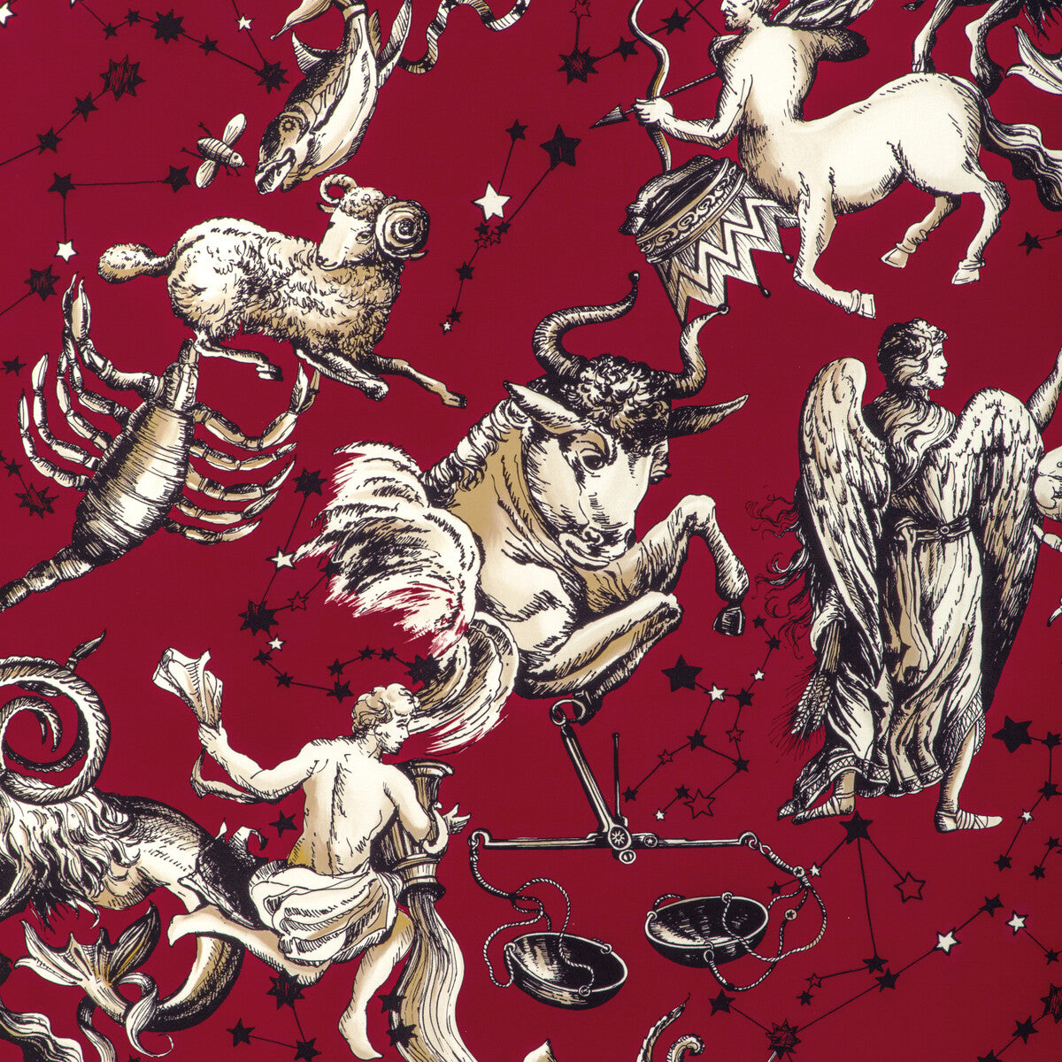 BRUNSCHWIG & FILS 8023135.19.0 COSMIQUE PRINT RUBY Fabric - Eade's Wallpaper