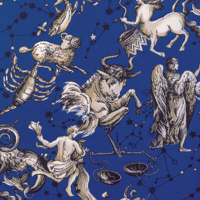 BRUNSCHWIG & FILS 8023135.5.0 COSMIQUE PRINT SAPPHIRE Fabric - Eade's Wallpaper