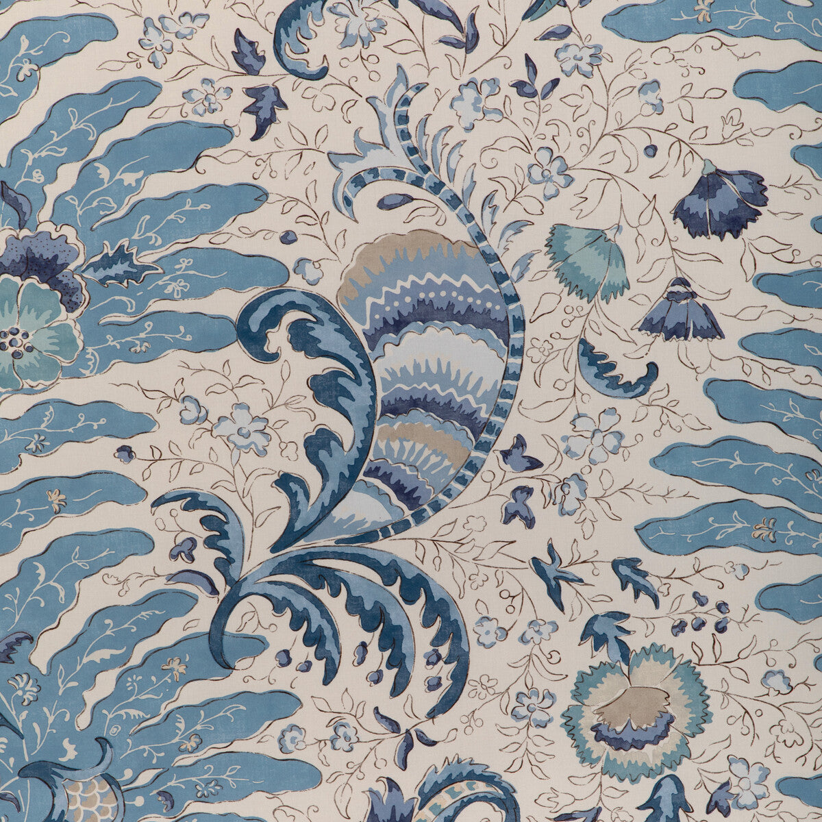 BRUNSCHWIG & FILS 8024105.155.0 RIVIERE PRINT SKY Fabric - Eade's Wallpaper