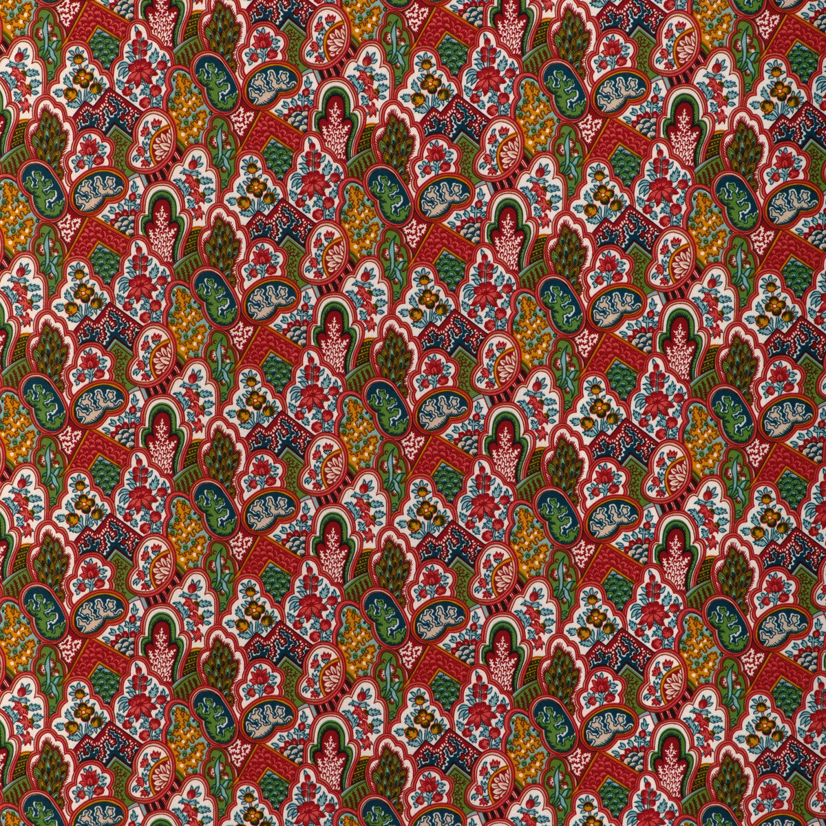 BRUNSCHWIG & FILS 8024108.319.0 VILLANDRY PRINT RED Fabric - Eade's Wallpaper