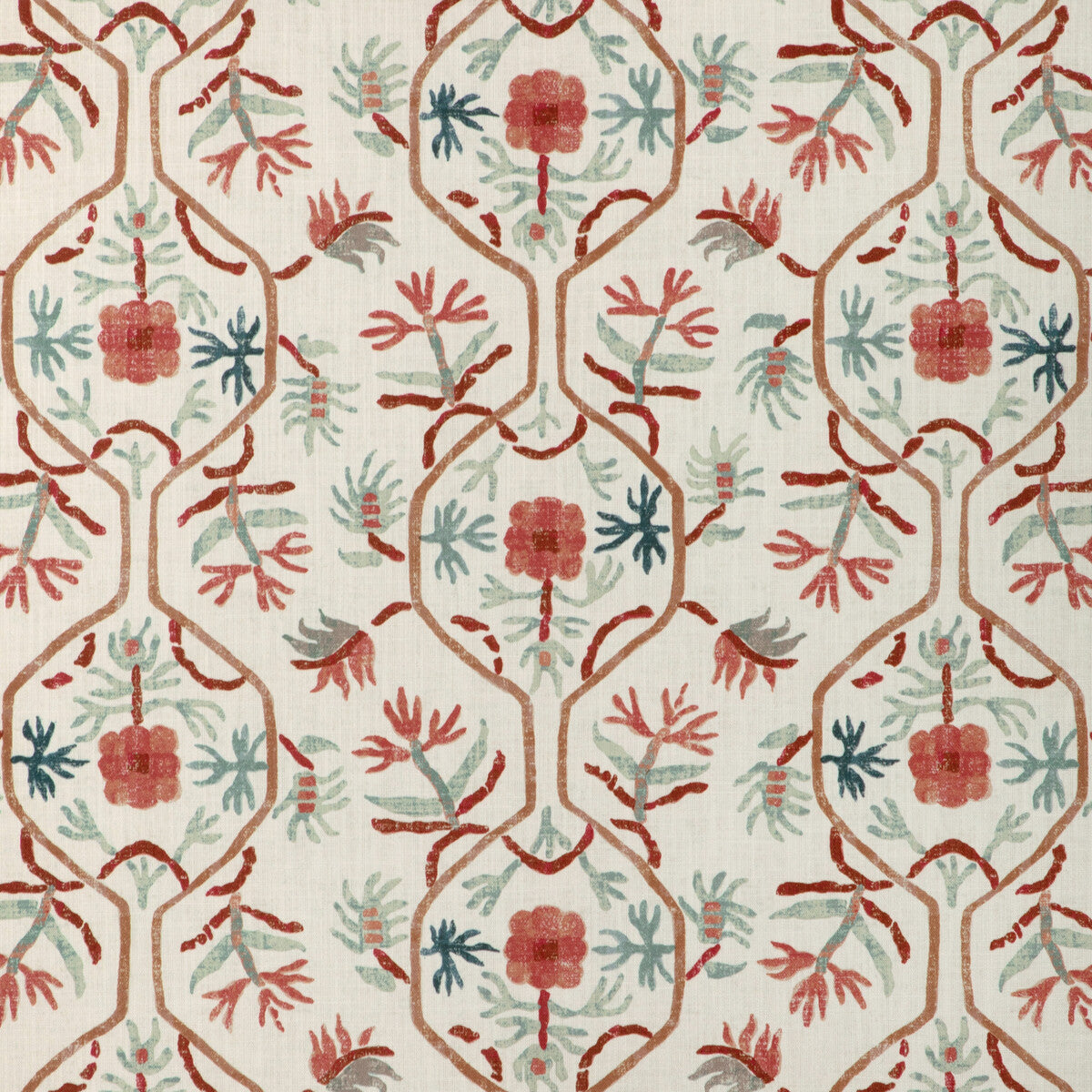 BRUNSCHWIG & FILS 8024110.3524.0 LE JASMIN PRINT SPICE Fabric - Eade's Wallpaper