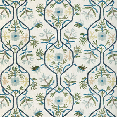 BRUNSCHWIG & FILS 8024110.353.0 LE JASMIN PRINT MARINE Fabric - Eade's Wallpaper