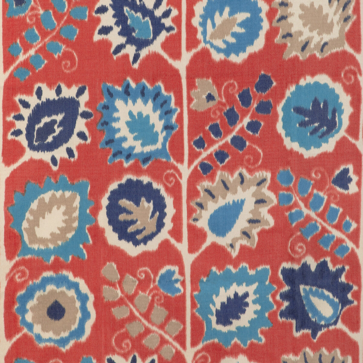 BRUNSCHWIG & FILS 8024128.195.0 ROSENDAL WARP PRINT RED Fabric - Eade's Wallpaper
