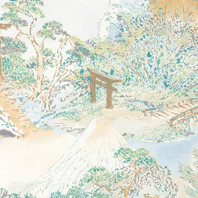 BRUNSCHWIG & FILS MEIJI PRINT 8025117.135.0 in AQUA Fabric -