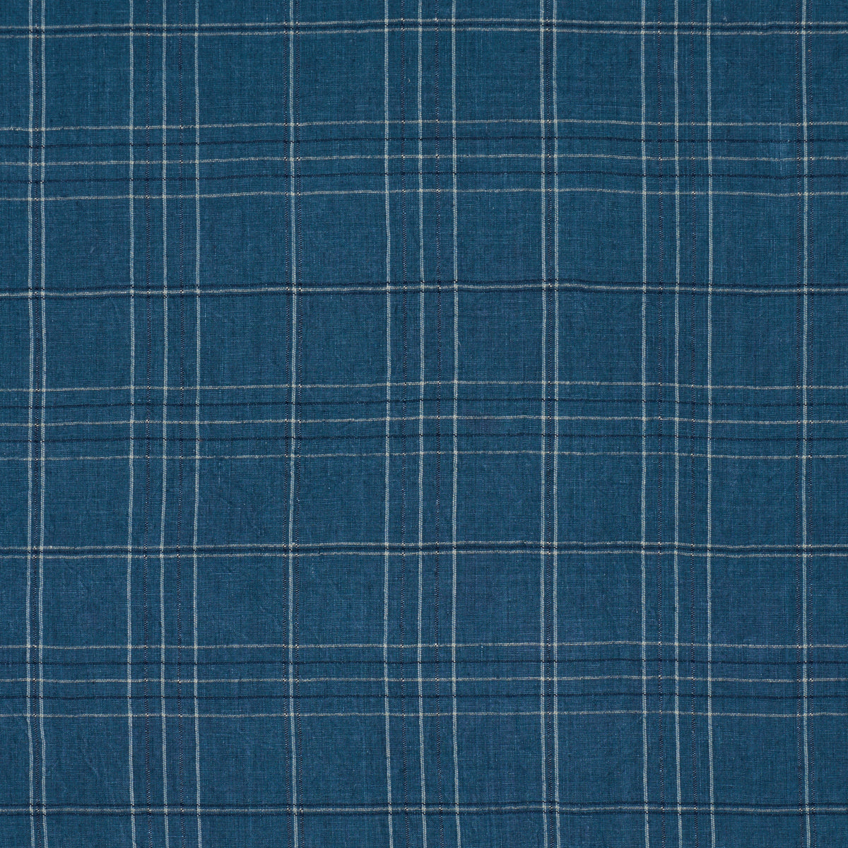 Schumacher 80305 NILS PLAID LINEN in DENIM Fabric - A COUNTR