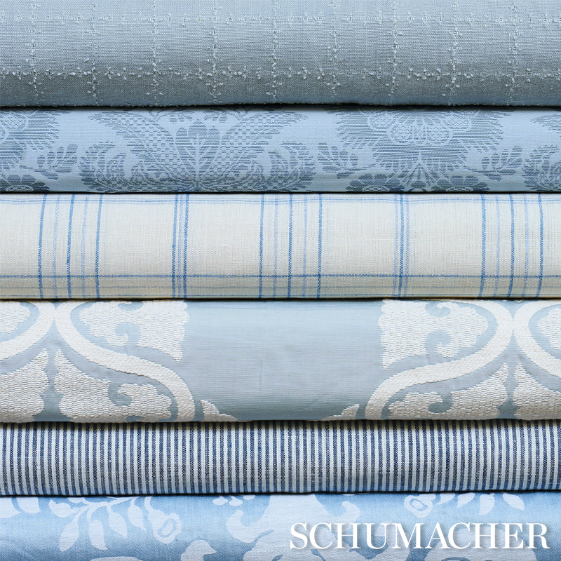 Schumacher 80412 ELIN CHECK in SKY Fabric - NEW TRADITIONAL