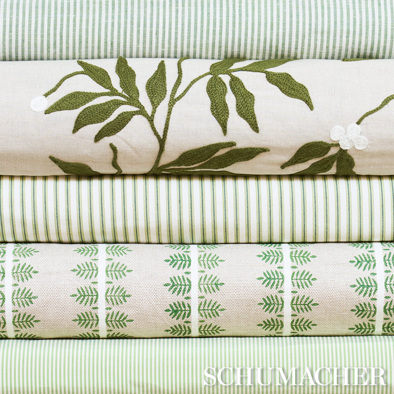 Schumacher 80521 ALVA HAND BLOCK PRINT in GREEN Fabric - NEW