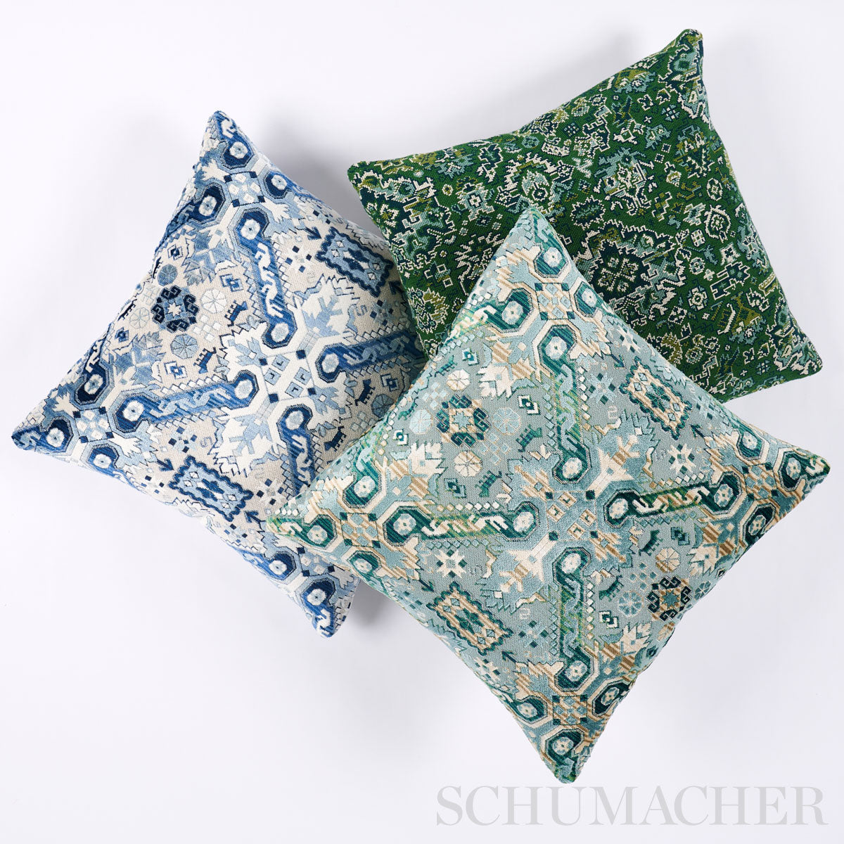 Schumacher 80620 PALLAY EPINGLE in EMERALD Fabric - Â FULL B