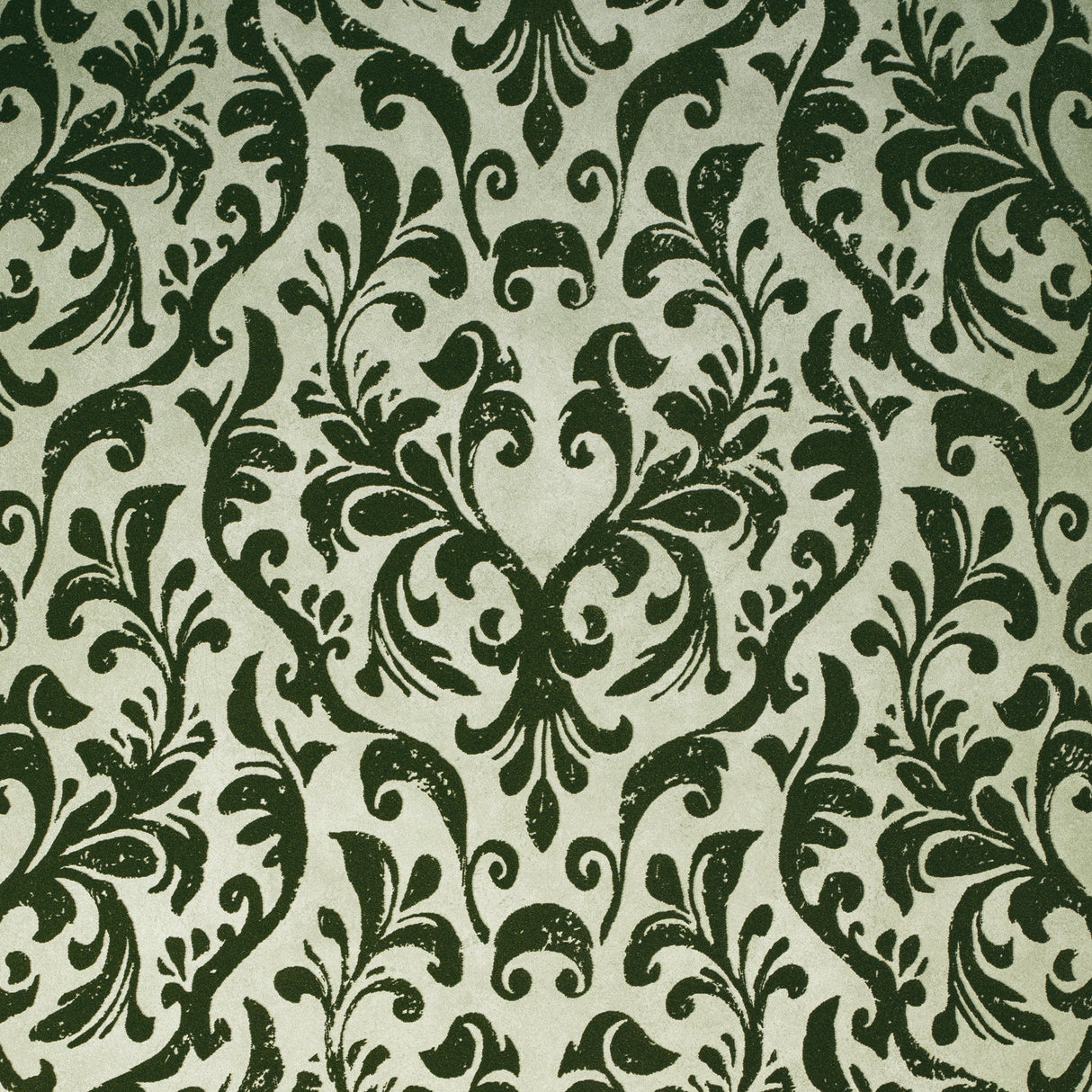 Galerie GH81254-23 Green Flocked Damask - Eade's Wallpaper