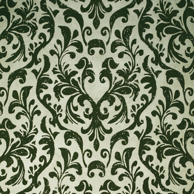 Galerie GH81254-23 Green Flocked Damask - Eade's Wallpaper