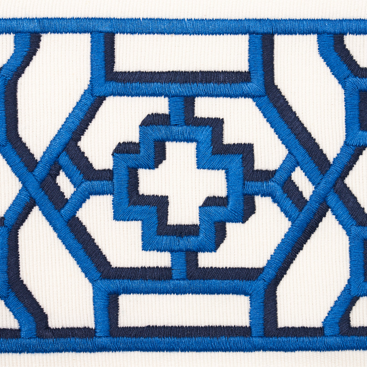 Schumacher 81280 ZANZIBAR TRELLIS TAPE in BLUE Trim - MOON R
