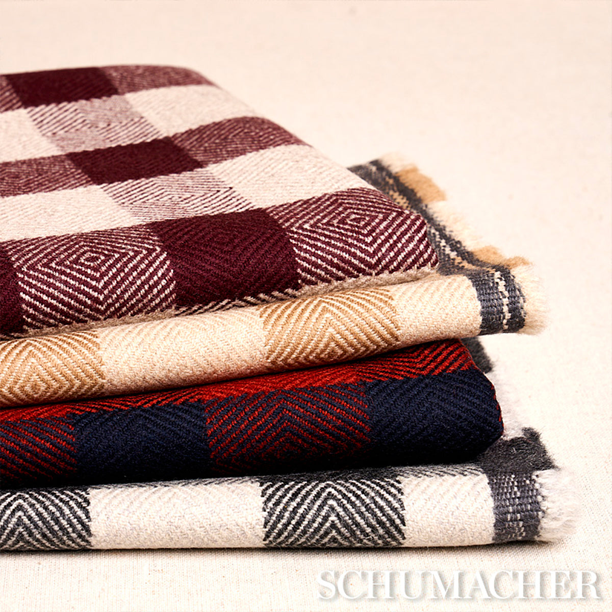 Schumacher 81613 GALT WOOL CHECK in PLUM Fabric - A COUNTRY