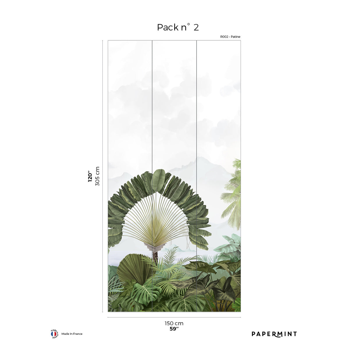 Papermint Amazonia Pack 2 in Green Wall Mural 8184-AC2-B
