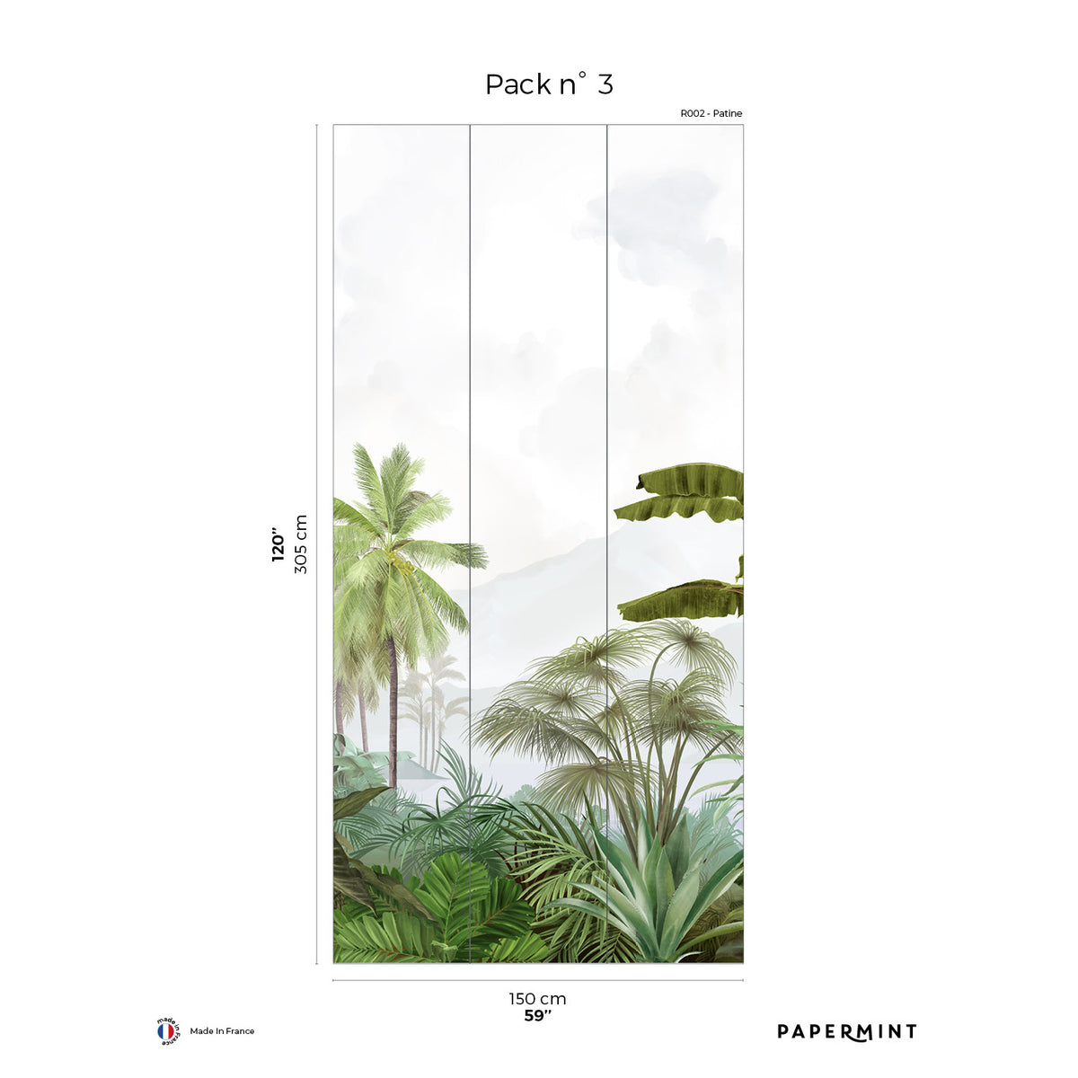 Papermint Amazonia Pack 3 in Green Wall Mural 8184-AC2-C