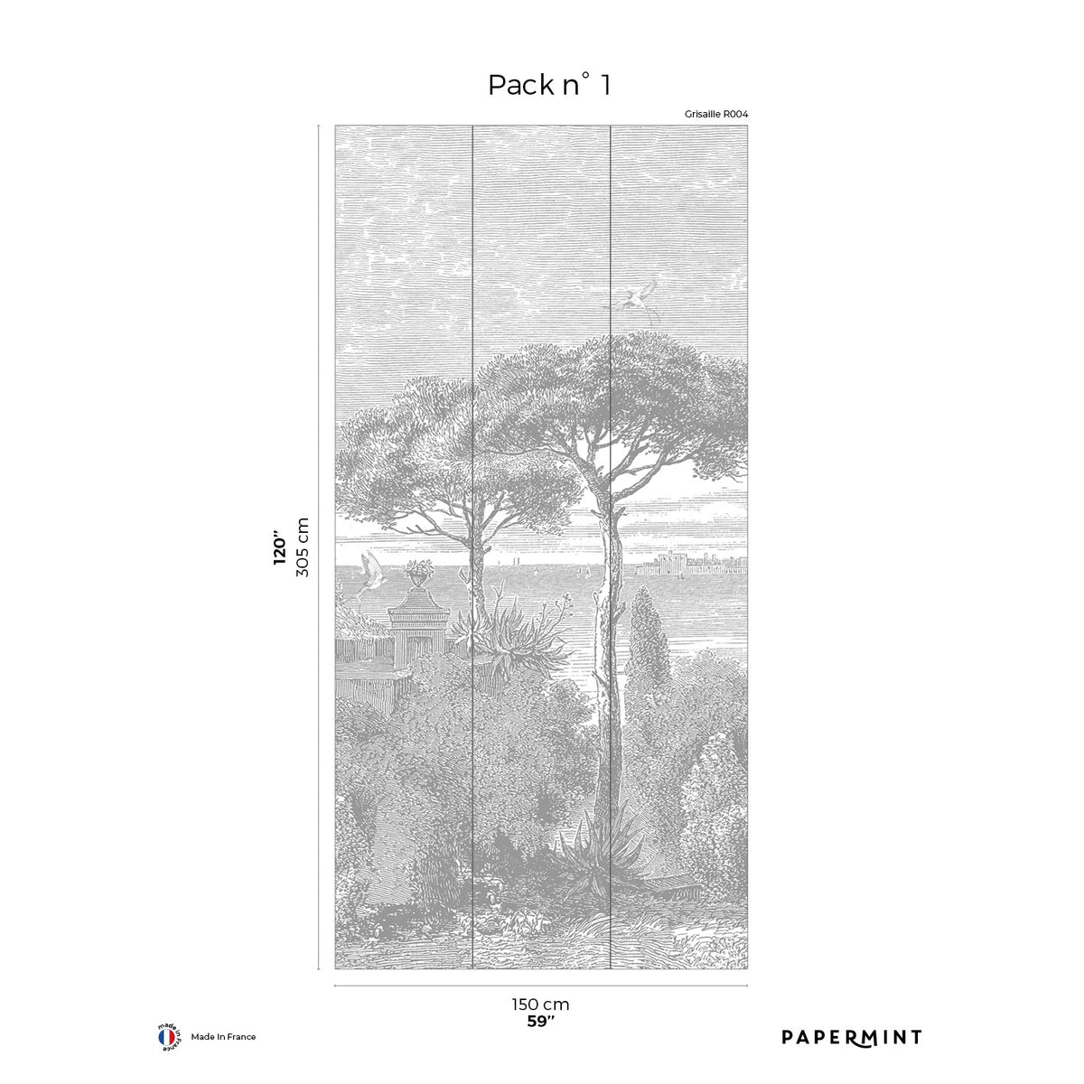 Papermint By the Sea Pack 1 in Grey Wall Mural 8184-AE1-A