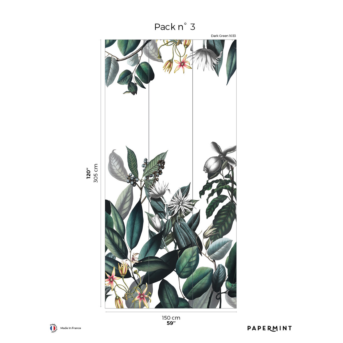Papermint Cali Pack 3 in Green Wall Mural 8184-AL1-C