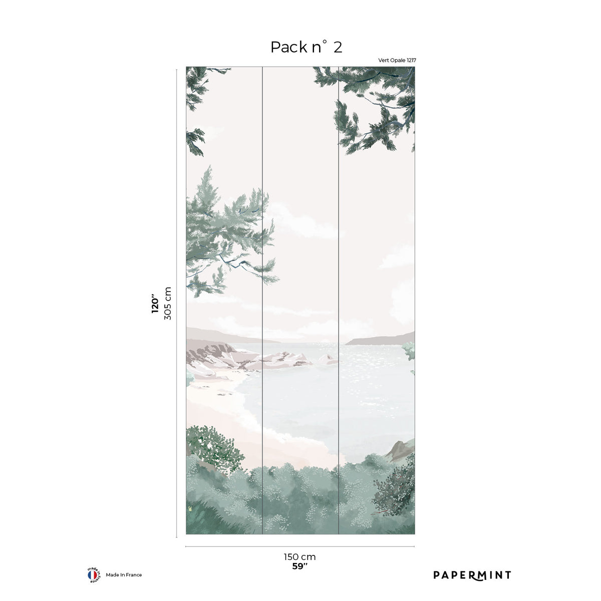 Papermint Crozon Pack 2 in Green Wall Mural 8184-AS1-B